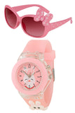 Alna-Tura Pink Analog Watch And Sunglasses For Kids Girls,Digital Led Watch,Sunglasses Goggles For Girls Stylish Watch & Specs F