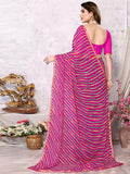 Satrani Womens Pure Chiffon Saree (3218S215N_Rani Pink & Multi6)