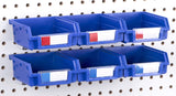 Right Arrange Pegboard Bins - 6 Pack Blue - Hooks to Any Peg Board - Organize Hardware, Accessories, Attachments, Workbench, Gar