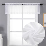 Chyhomenyc White Sheer Valances for Windows 2 Pack Small Window Kitchen Curtains for Living Room Bathroom Cafe Laundry Basement Modern Top Dual Rod Pocket Voile Curtain 42W x 14L inches White-New