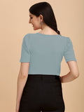Wedani Women'S Casual Solid Top With Regular Puff Sleeves Western Top (Medium Grey),Grey,M,Polyester,Regular,