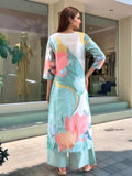 Gosriki Women'S Rayon Viscose Straight Printed Kurta With Palazzo (Mihika Sky-Vks02-Gs_S_Sky Blue_Small),Sky Blue,,B0F8QDW7DR