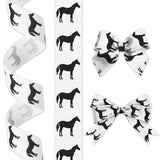 ALIBBON 110 Yd Horse Ribbon Livestock Animal Grosgrain Ribbons for DIY Crafts Farmhouse Decor, Black White Ribbons for Anima