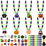 Ferreve 48 Sets Halloween Beads Necklace Crafts Kit Halloween Bracelet Making Kit Ghost Witches Pumpkins Tombstones Pots Black C