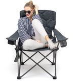 SUNNYFEEL Oversized Folding Camping Chair 500 LBS Heavy Duty Lawn Chairs with Portable Folding with Armrest, Cup Holder, Pocket