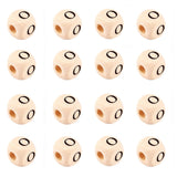 KISSITTY 100pcs Letter O Wood Beads for Key Chains Cube Wooden Beads 10mm Large Hole Natural Square Alphabet Wooden Loose Beads
