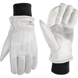 Wells Lamont Womens Insulated Full Leather Thinsulate White Winter Gloves, Large (1182L)