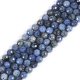 6mm Blue Dumortierite Faceted Gemstone Round Loose Beads Strand 15.5-16 DIY Jewelry Making