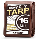 Keten Tarps Heavy Duty Waterproof 12X20 Feet, Extra Thick 16 Mil, Tear & Fade Resistant, 100% UV Blocking, Outdoor Tarp with Rei