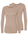 Adar Underscrubs for Women 2 Pack Long Sleeve Underscrub Comfort Tee 2902 Khaki S