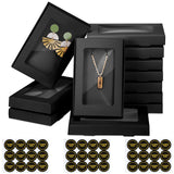 Crtiin 30 Pcs Jewelry Packaging Boxes 5.4x3.4x0.7 Paper Necklace Gift Box Bulk with Clear Window 30 Display Card 36 Sticker for