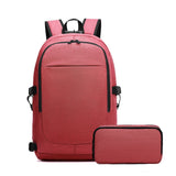 Varietyathletics 19 Laptop Backpack and Organizer Case Set USB Headset Port AntiTheft Waterproof Travel Work College (Red)