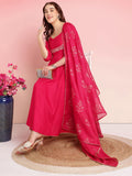 Anni Designer Women'S Rayon Blend Anarkali Embroidered Kurta With Pant & Dupatta (Aparnaa Pink-Vks03_Xl_Pink_X-Large),PINK,XL,,,