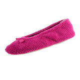 isotoner Womens Chevron Microterry Ballerina House Slipper with Moisture Wicking and Fabric Sole for Comfort, Rose Violet, Smal