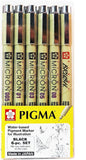 SAKURA 30062 6Piece Pigma Micron Ink Pen Set, Black, Set of 6B (XSDK6)