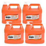 GOJO NATURAL ORANGE Pumice Hand Cleaner, 1 Gallon Quick Acting Lotion Hand Cleaner with Pumice Pump Bottle (Pack of 4) - 0955-04