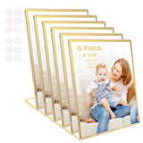 YOAEAILY Acrylic Gold Frames 8 x10, Slanted Back Gold Picture Frames Table Acrylic Sign Holder for Photos Wedding Table Numbers