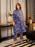 W For Woman Blue Digital Floral Printed Kurta Dupatta Bottomwear Set