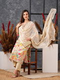 Anni Designer Women'S Cotton Blend Straight Printed Kurta With Pant & Dupatta (Maket Cream_Xl_Cream_X-Large),Cream,XL,,,