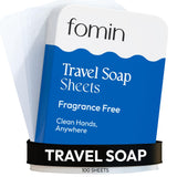 FOMIN - Antibacterial Paper Soap Sheets Tin for Traveling - (100 Sheets) Fragrance Free Portable Travel Hand Soap Sheet, Dissolv