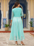 Anni Designer Women'S Georgette Anarkali Chikankari Embroidered Kurta (Kari-See Green_S_See Green_Small),See Green,S,Georgette,Anarkali,