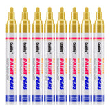 Gold Paint Markers, 8 Pack Oil-Based Waterproof Quick Dry Permanent Paint Pen Set for Rocks Painting, Wood, Fabric, Plastic, Can