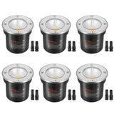 VEVOR Low Voltage Landscape Lights, LED Well Lights, 6W 12V-24V In-Ground Light, IP67 Waterproof Outdoor Landscape Lighting with