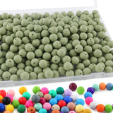 Sunrony 170Pcs 15mm Silicone Beads for Keychain Making, Round Silicone Beads for Pens and Necklace Bracelet Crafts Making(Matcha