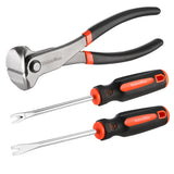 VALUEMAX 3Pcs Nail Puller and Staple Remover Tool, Include 7 End Cutting Pliers, 8 Bendable and Straight V Tip Staple Puller, Up