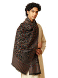 Tweedle MenS Black Ethnic Kashmiri Kani Stole/Scarf, Soft Wool Blend Shawl For Gents, Size 28 X 80 Inches