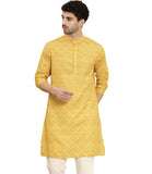 rytras Men's Cotton Printed Straight Kurta(RYTSHIRT06_Mustard_Large)