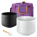VEVOR 2PCS Crystal Singing Bowls, 8-inch and 10-inch A & F Note Singing Bowls, Frosted Quartz Singing Bowl with 10 Carrying Bag,