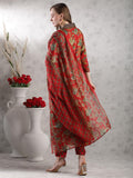 Anni Designer Women'S Rayon Blend Anarkali Printed Kurta With Palazzo & Dupatta (Cia Red-Vks05_Xxl_Red_Xx-Large),Red,2XL,,,