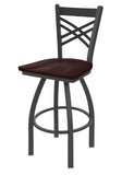 820 Catalina 25 Swivel Counter Stool with Pewter Finish and Dark Cherry Maple Seat