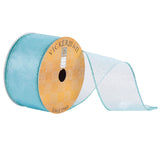 Vickerman 2.5 x 10 Yards Aqua Sheer Glitter Wired Edge Christmas Ribbon