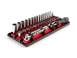 TEKTON 1/4 Inch Drive 12Point Socket and Ratchet Set with Rails, 35Piece (415 mm) | SKT03202
