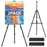 Easel Stand for Sign, Hemndic 66 Easels Stand for Painting Heavy Duty, Portable Travel Easel for Display (2 Pack)