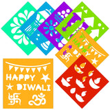 Watersay 6 Set Diwali Large Rangoli Stencil 11 x 11 Reusable Plastic Mandala Painting Stencil Indian Traditional Festival Painti