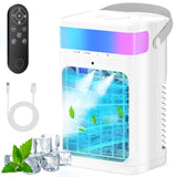 Fioge Portable Air Conditioner,Cooling Fan with 3 Speeds & 3 Modes,1500ML Mini Air Conditioner with Remote, 4 in 1 Humidifier, A