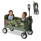 Radio Flyer 3-in-1 Camo Folding Wagon for Kids, Garden, & Cargo, Green Collapsible Wagon