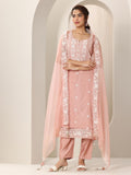 Libas Women'S Organza Kurta Sets (99411_Peach_L)