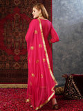 Gosriki Women'S Cotton Blend Anarkali Printed Kurta With Pant & Dupatta (Shrinika Pink-Jl-Gs_M_Pink_Medium),Pink,,B0D7MDLG47
