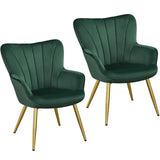 Yaheetech Velvet Accent Chair, Modern Armchair with Wing Side and Metal Legs, Cozy and Soft Padded and High Back for Living Room