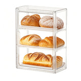QIYUNI Pastry Display Case Bread Box Acrylic Case Donut Cake Pie Cabinet Dessert Muffins Cookies for Kitchen Countertop 3-Tier A