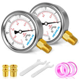 MEANLIN MEASURE -30inHG~0Psi Stainless Steel 1/4 NPT 2.5 FACE DIAL Vacuum Pressure Gauge, Lower Mount (Pack of 2), with 1/2 NPT