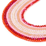 Elecrelive 10 Strands Faceted Rondelle Beads 4mm Pink Red Glass Crystal Beads for Valentine Bracelet Necklace Earring Beading Je