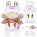 iBayda 17cm Fashion Doll Clothes & Accessories Set Include: Hat, Overall, Shoes, Glasses and Bag- Cute Clothes for Dress up Uniq
