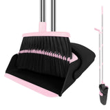 UDUK Pink Broom and Dustpan Combo Set, 51inch Long Handle Broom