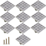 ESreake 10 Pack Extra Large Square Crystal Rhinestone Cabinet Knobs Pulls Handles,Shiny Diamond Glass Dresser Drawer Konbs Pulls