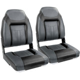 NORTHCAPTAIN S1 Deluxe A Pair of Marine High Back Folding Fishing Boat Seat,Stainless Steel Screws Included,Charcoal/Black(2 Sea